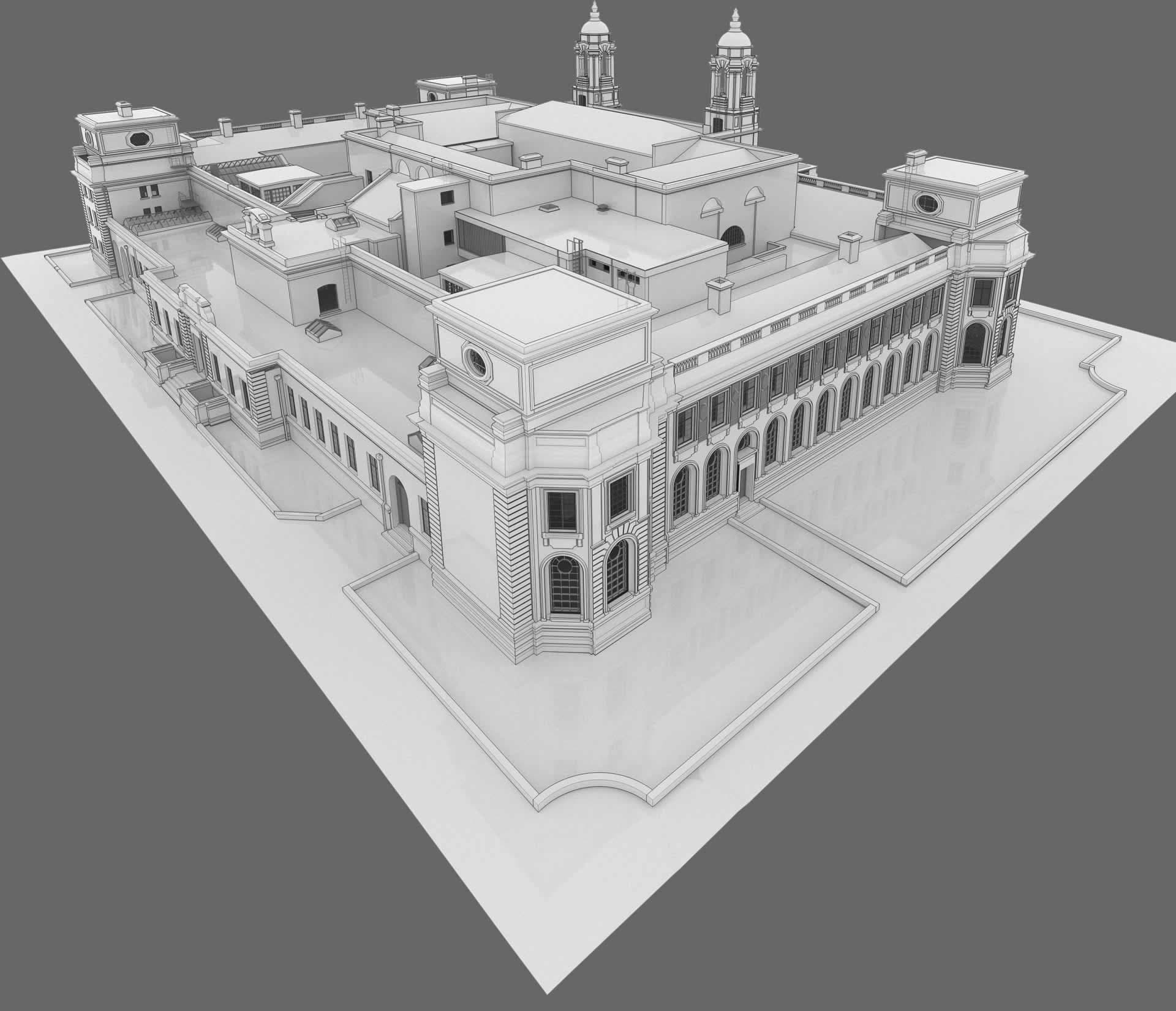 Scan to BIM of Cardiff Crown Court – Revit model and CAD elevations from laser scans for façade refurbishment and conservation planning